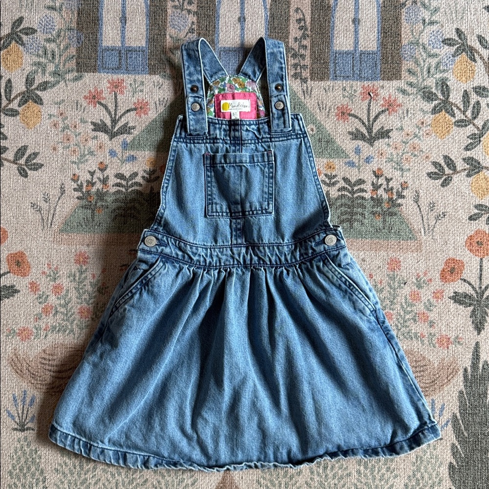 Mini Boden DENIM OVERALL DRESS 6-7Y